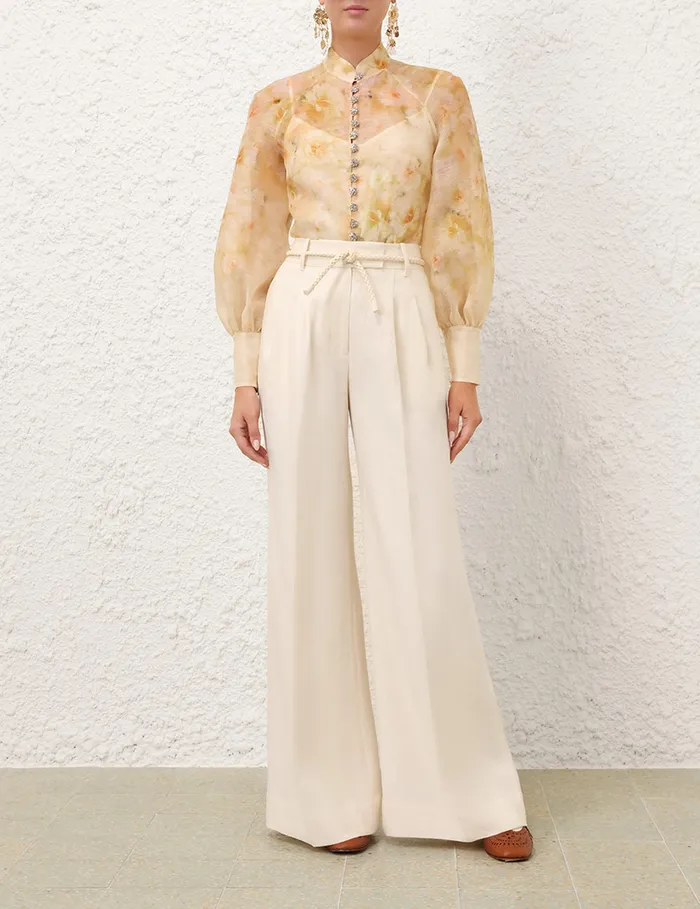 Women Zimmermann Clothing Crush Buttoned Blouse Yellow Floral