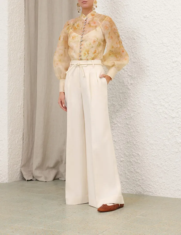 Women Zimmermann Clothing Crush Buttoned Blouse Yellow Floral