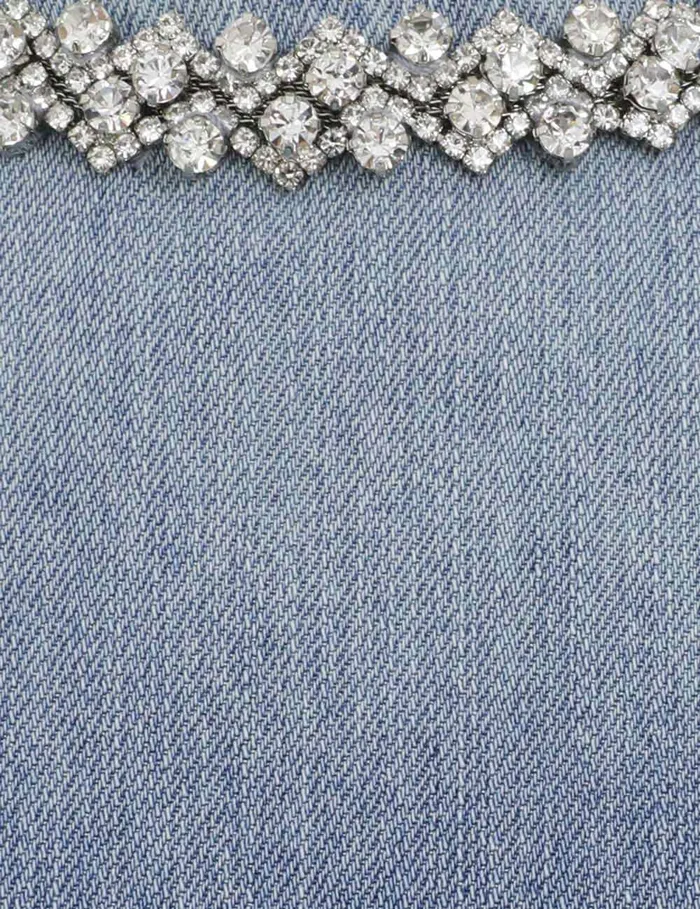 Women Zimmermann Clothing Crush Embellished Denim Top Blue Moon