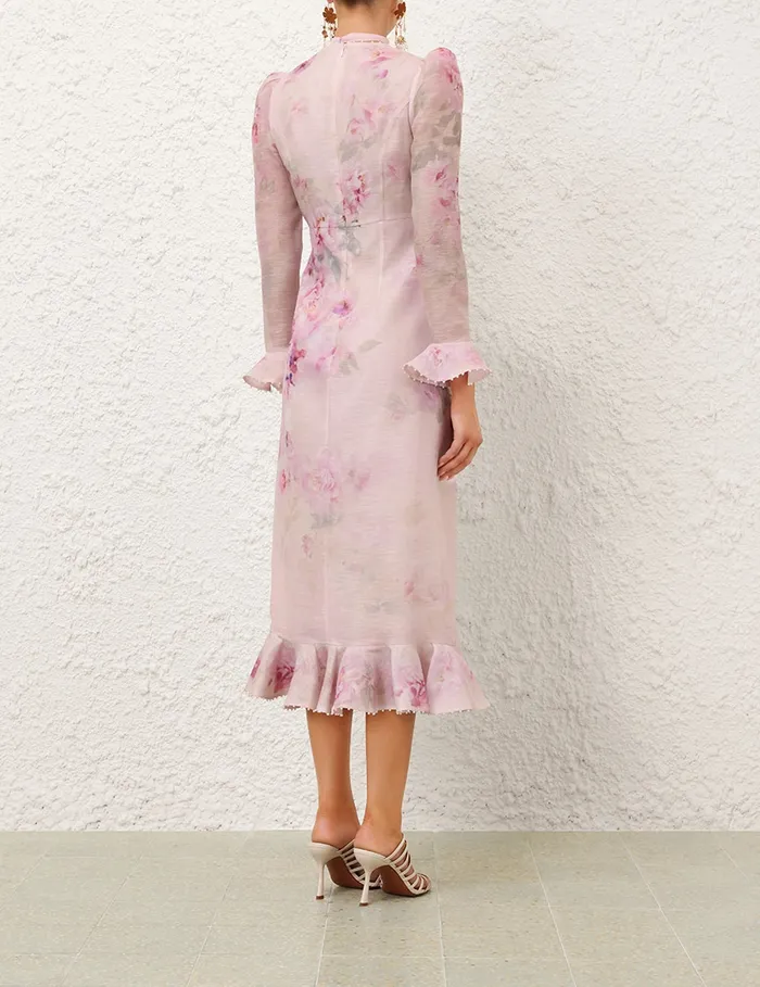 Women Zimmermann Clothing Crush Flower Midi Dress Pink Floral