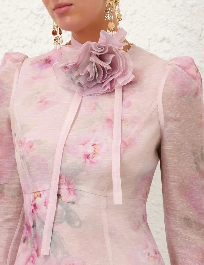 Women Zimmermann Clothing Crush Flower Midi Dress Pink Floral