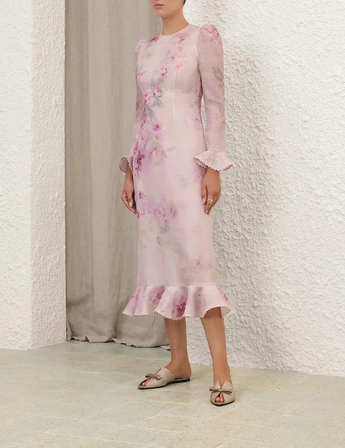 Women Zimmermann Clothing Crush Flower Midi Dress Pink Floral