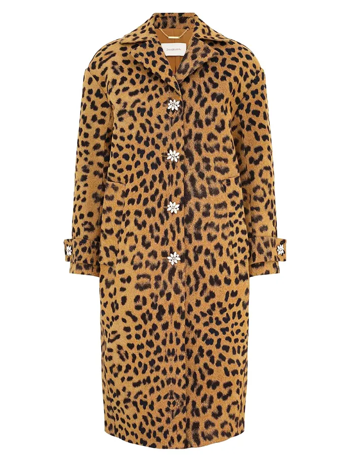 Women Zimmermann Clothing Crush Jacquard Barrel Coat Leopard
