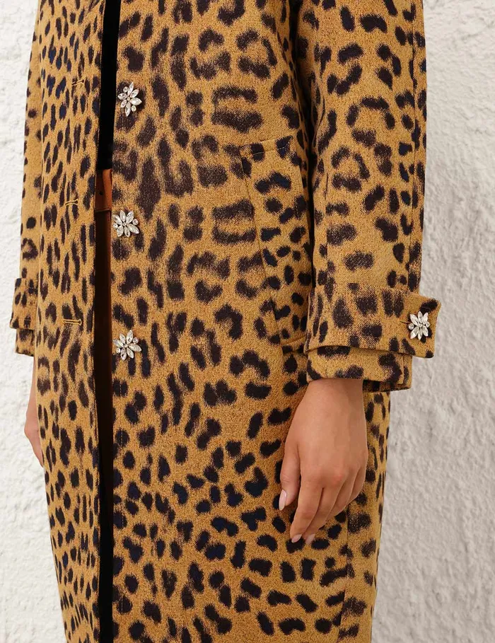 Women Zimmermann Clothing Crush Jacquard Barrel Coat Leopard
