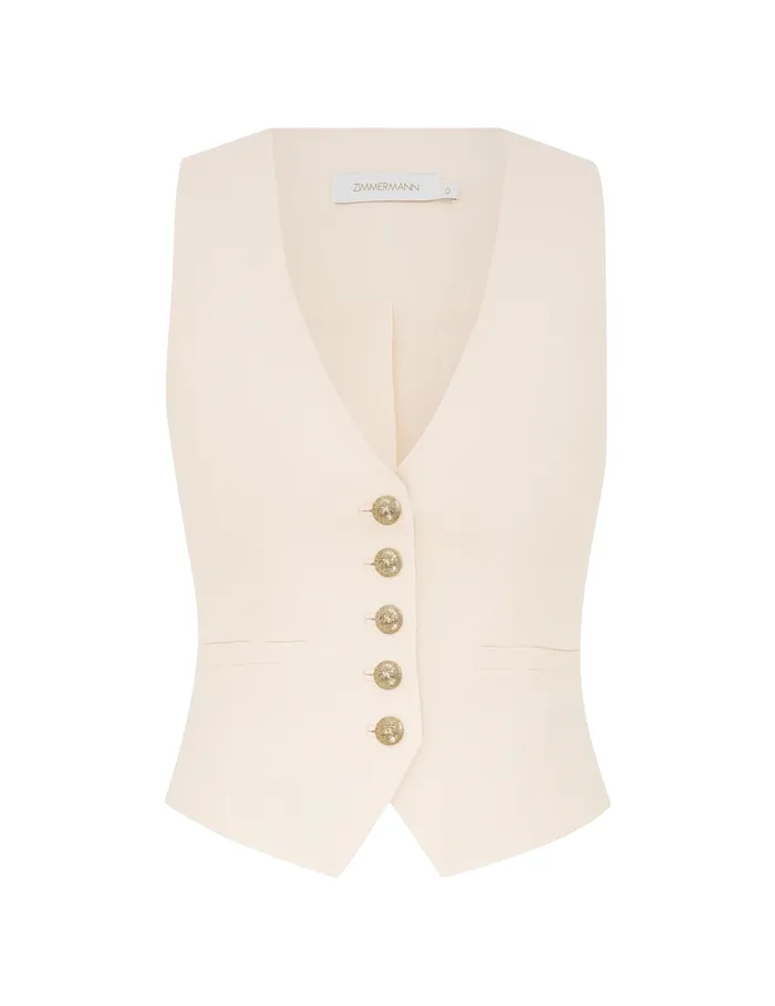 Women Zimmermann Clothing Crush Linen Waistcoat Cream