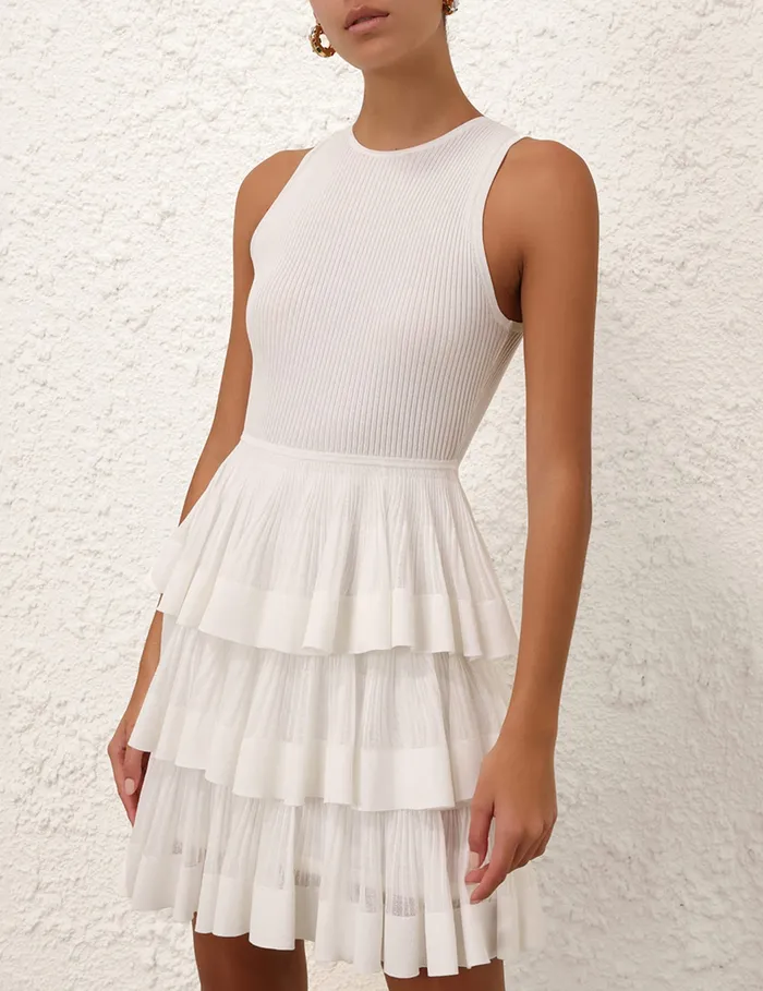 Women Zimmermann Clothing Crush Ruffled Mini Dress Cream