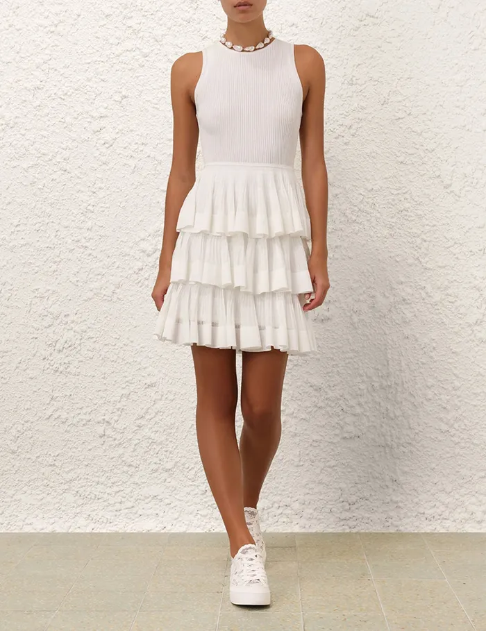 Women Zimmermann Clothing Crush Ruffled Mini Dress Cream
