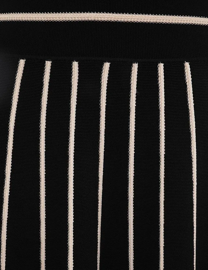 Women Zimmermann Clothing Crush Stripe Midi Skirt Blackcream