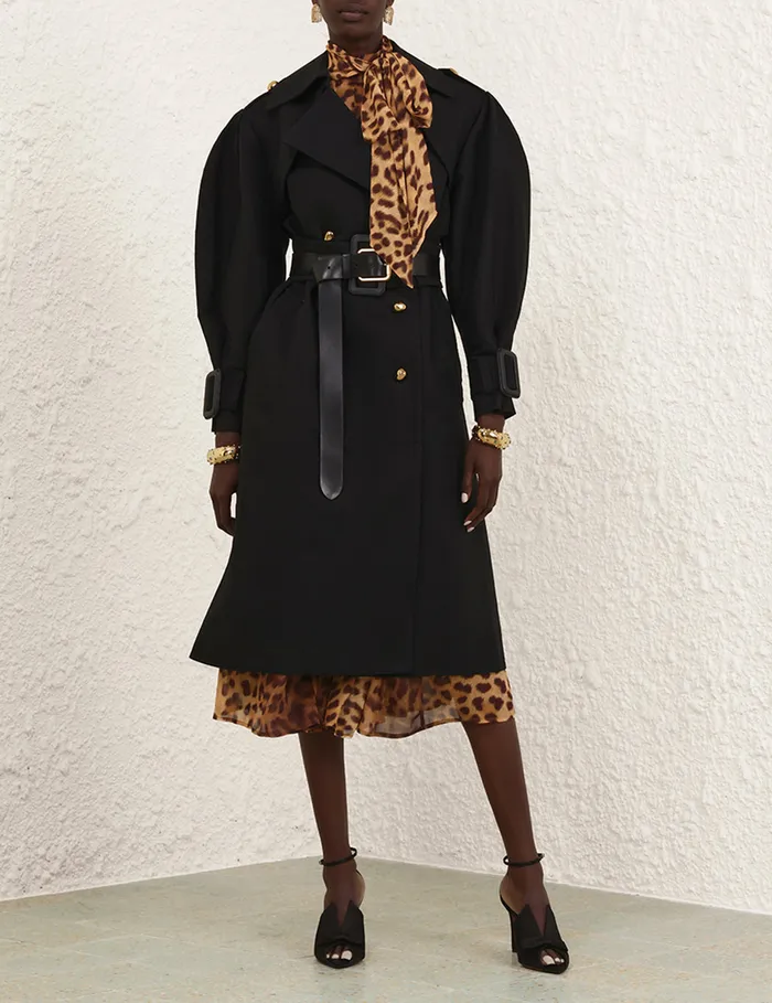 Women Zimmermann Clothing Crush Tie Neck Midi Dress Leopard