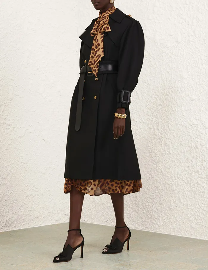Women Zimmermann Clothing Crush Tie Neck Midi Dress Leopard