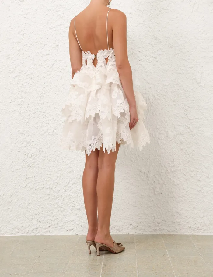 Women Zimmermann Clothing Crush Tiered Lace Dress Ivory