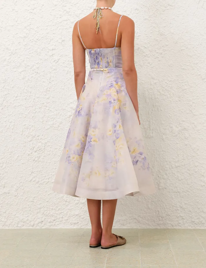 Women Zimmermann Clothing Crush Twist Front Midi Dress Lilac Floral