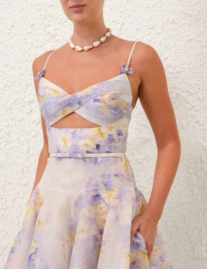 Women Zimmermann Clothing Crush Twist Front Midi Dress Lilac Floral