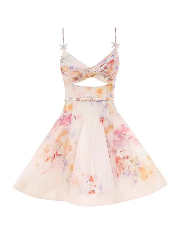 Women Zimmermann Clothing Crush Twist Front Mini Dress Multi Floral