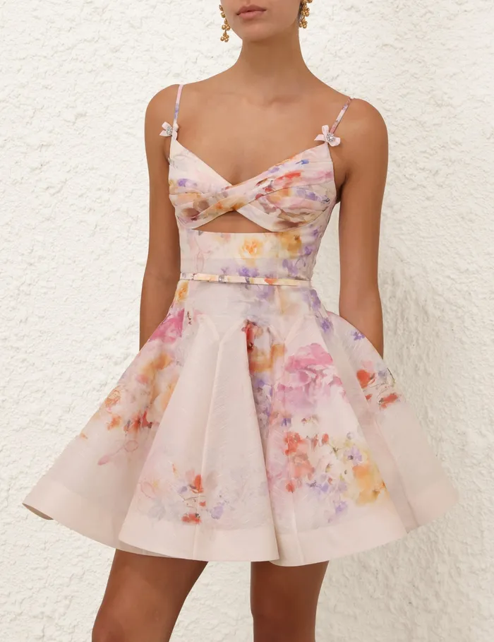 Women Zimmermann Clothing Crush Twist Front Mini Dress Multi Floral