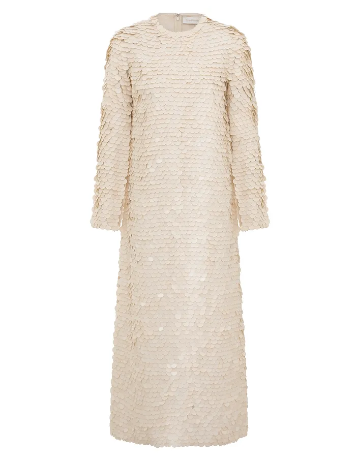 Women Zimmermann Clothing Eden Sequin Maxi Dress Cream