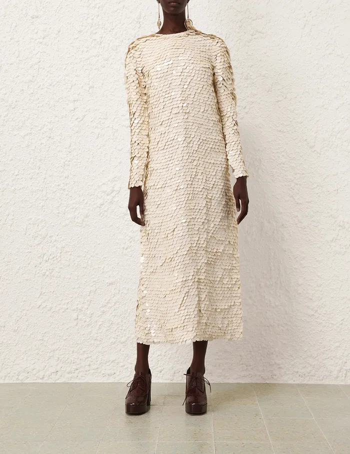 Women Zimmermann Clothing Eden Sequin Maxi Dress Cream