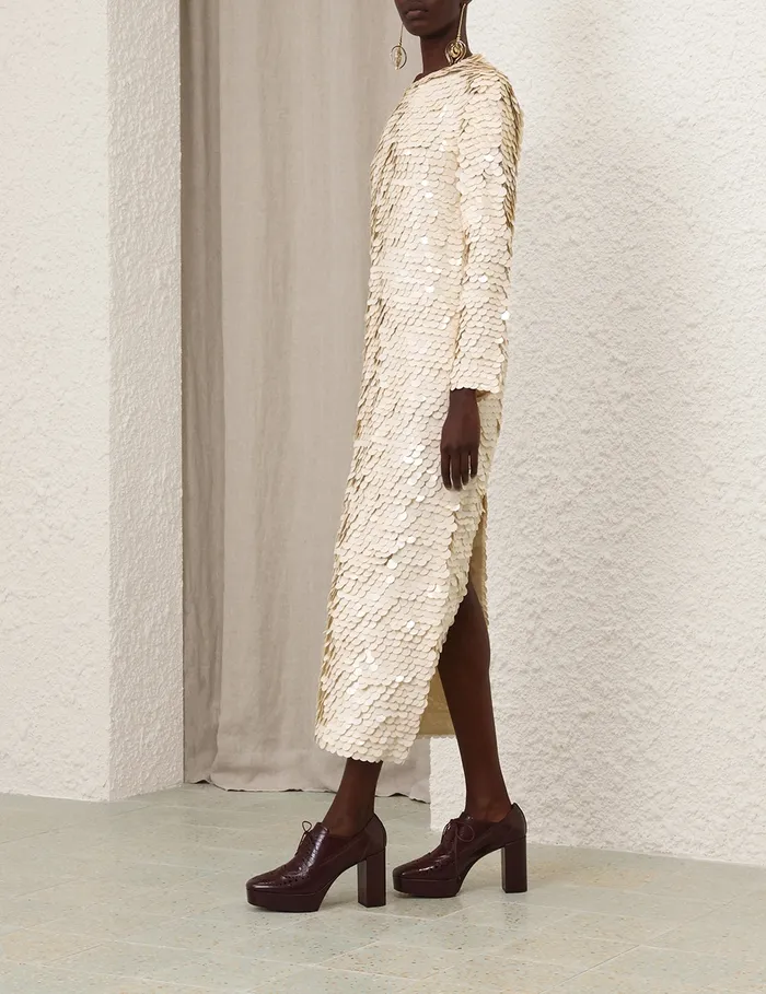 Women Zimmermann Clothing Eden Sequin Maxi Dress Cream