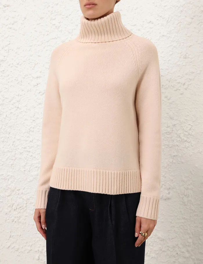 Women Zimmermann Clothing Funnel Neck Sweater Macadamia