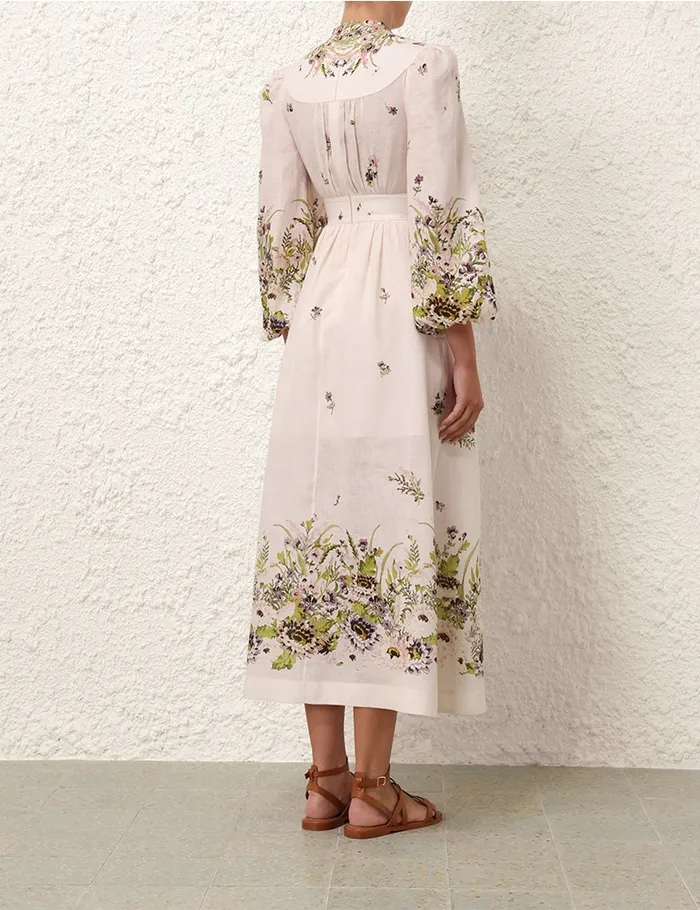 Women Zimmermann Clothing Halliday Plunge Midi Dress Cream Multi Floral