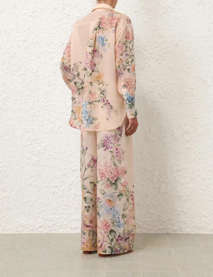Women Zimmermann Clothing Halliday Relaxed Shirt Cream Watercolour Floral