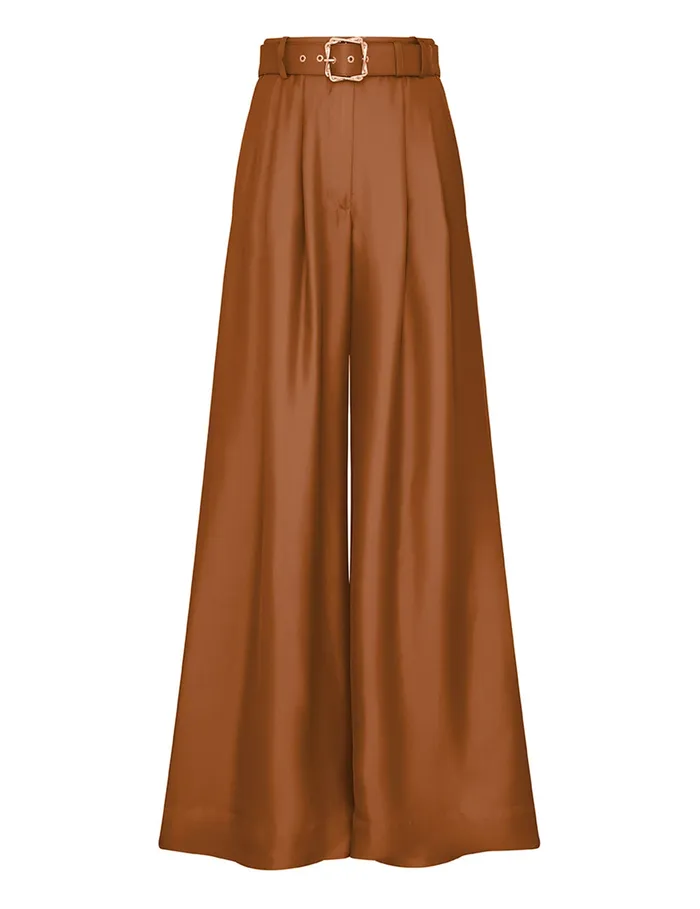 Women Zimmermann Clothing Illustration Double Tuck Pant Cognac