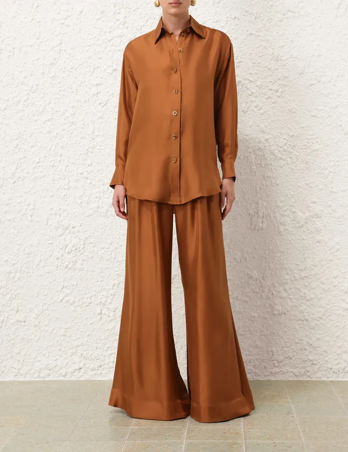 Women Zimmermann Clothing Illustration Double Tuck Pant Cognac