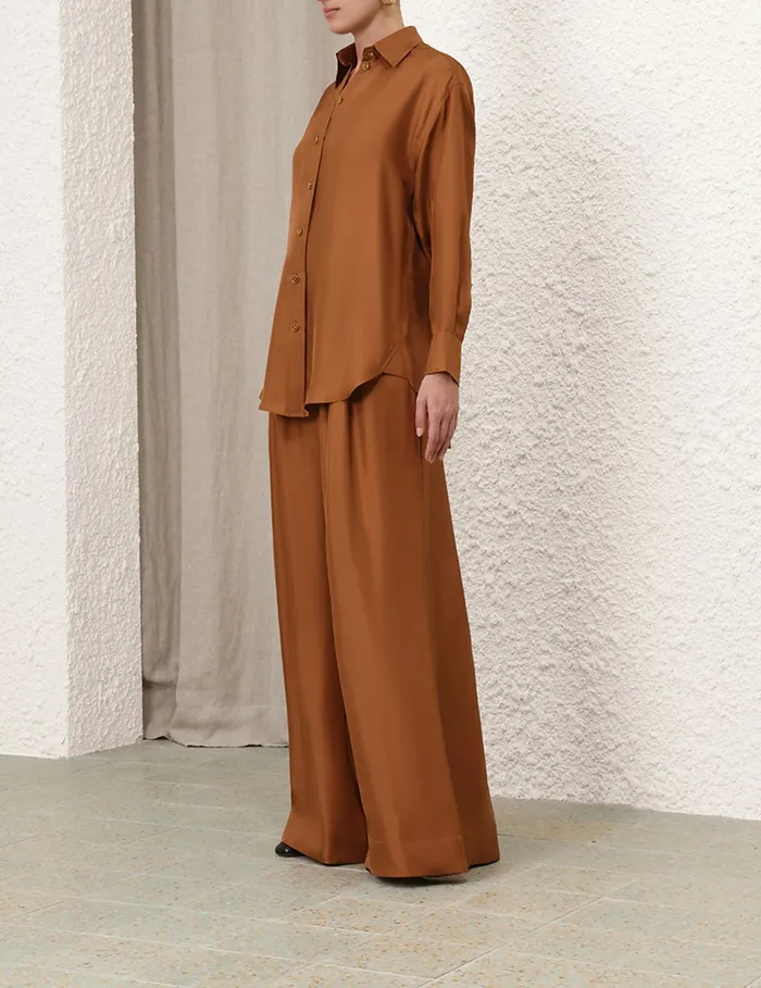 Women Zimmermann Clothing Illustration Double Tuck Pant Cognac