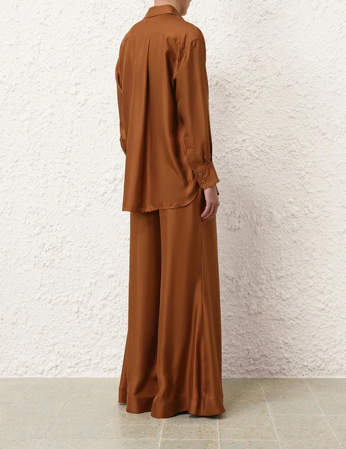 Women Zimmermann Clothing Illustration Double Tuck Pant Cognac