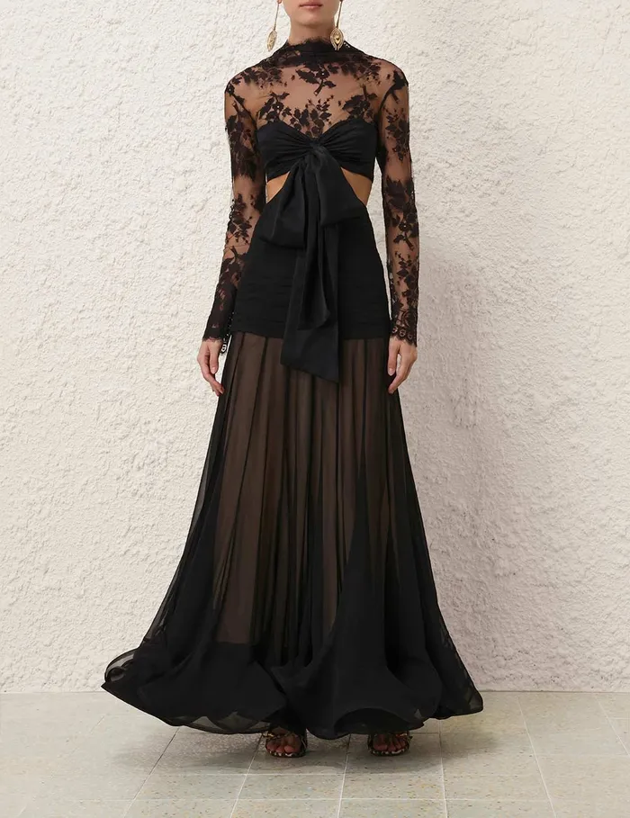 Women Zimmermann Clothing Illustration Flounce Gown Black