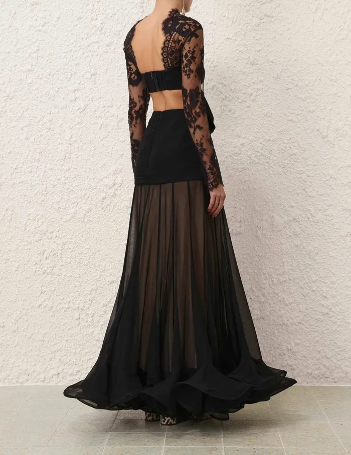 Women Zimmermann Clothing Illustration Flounce Gown Black