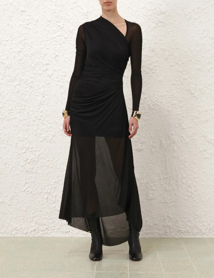 Women Zimmermann Clothing Illustration Gathered Dress Black