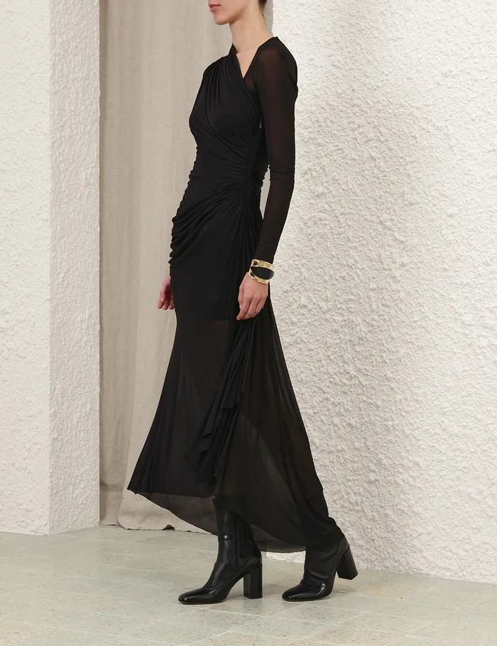 Women Zimmermann Clothing Illustration Gathered Dress Black