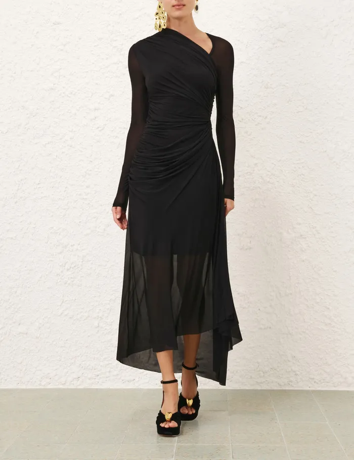 Women Zimmermann Clothing Illustration Gathered Dress Black