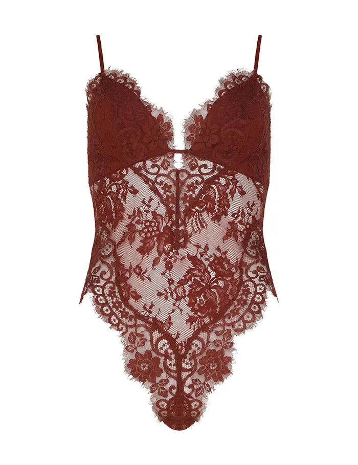 Women Zimmermann Clothing Illustration Lace Teddy Chestnut