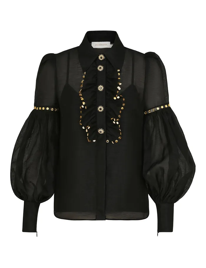 Women Zimmermann Clothing Illustration Mirror Blouse Black
