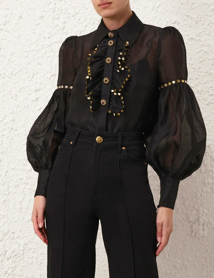 Women Zimmermann Clothing Illustration Mirror Blouse Black