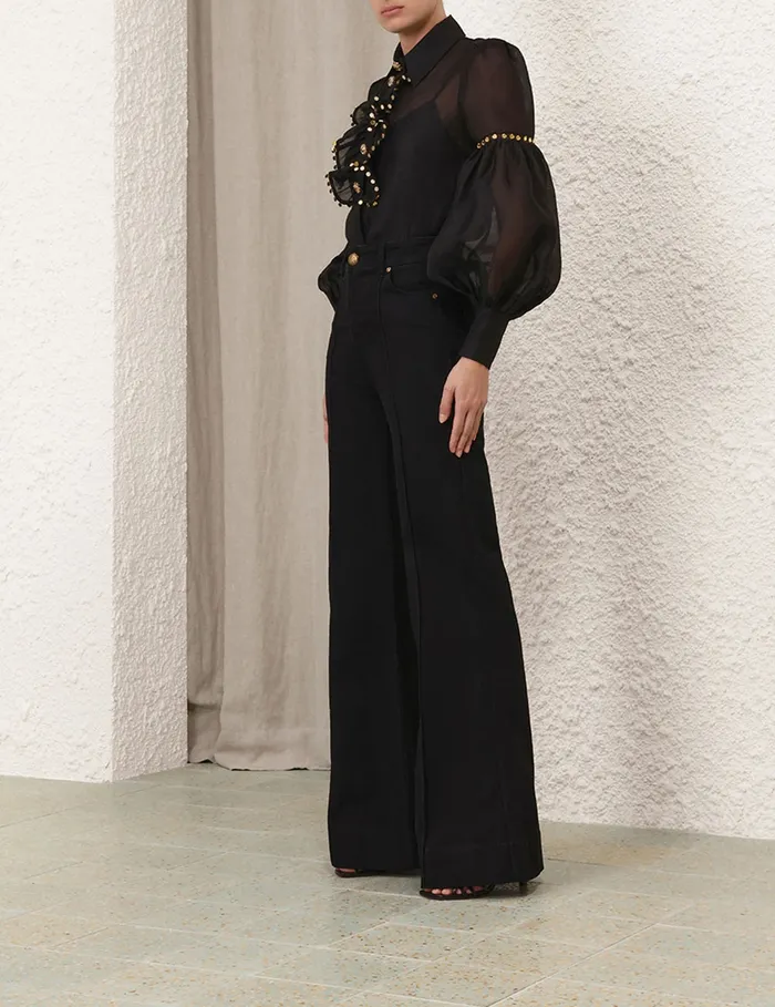 Women Zimmermann Clothing Illustration Mirror Blouse Black