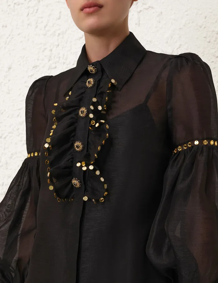 Women Zimmermann Clothing Illustration Mirror Blouse Black