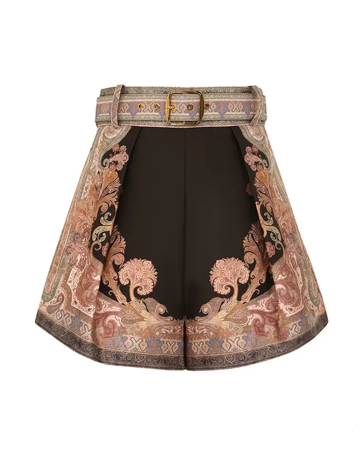 Women Zimmermann Clothing Illustration Tuck Short Black Paisley