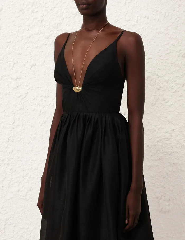 Women Zimmermann Clothing Illustration V Neck Midi Dress Black