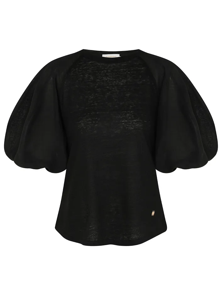 Women Zimmermann Clothing Lantern Sleeve Tee Black