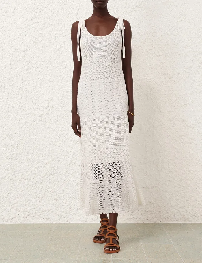 Women Zimmermann Clothing Lightburst Textured Dress Ivory