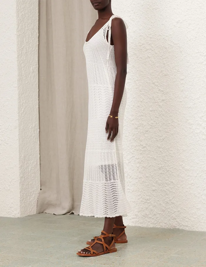 Women Zimmermann Clothing Lightburst Textured Dress Ivory