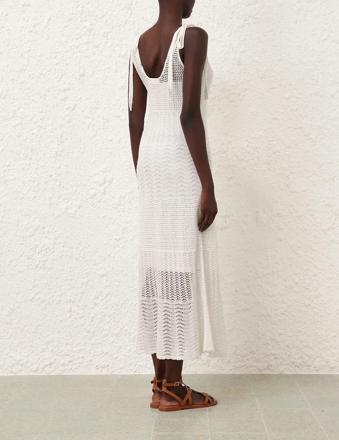 Women Zimmermann Clothing Lightburst Textured Dress Ivory