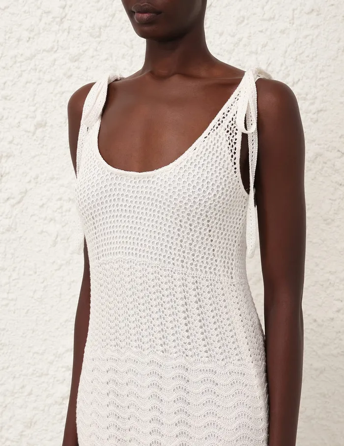 Women Zimmermann Clothing Lightburst Textured Dress Ivory