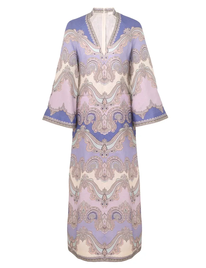 Women Zimmermann Clothing Maxine Tunic Midi Dress Cornflower Paisley