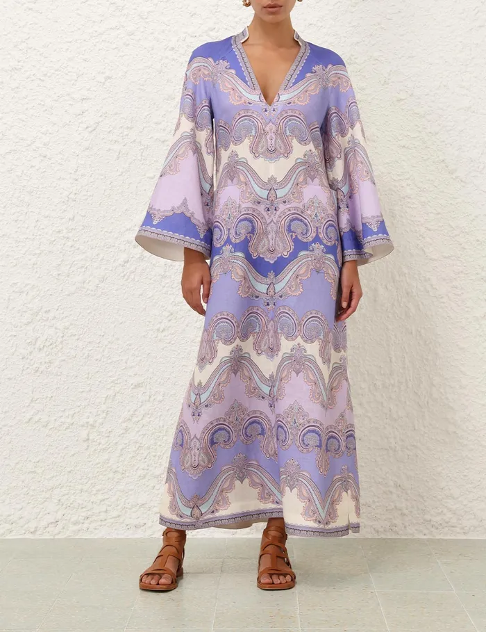 Women Zimmermann Clothing Maxine Tunic Midi Dress Cornflower Paisley