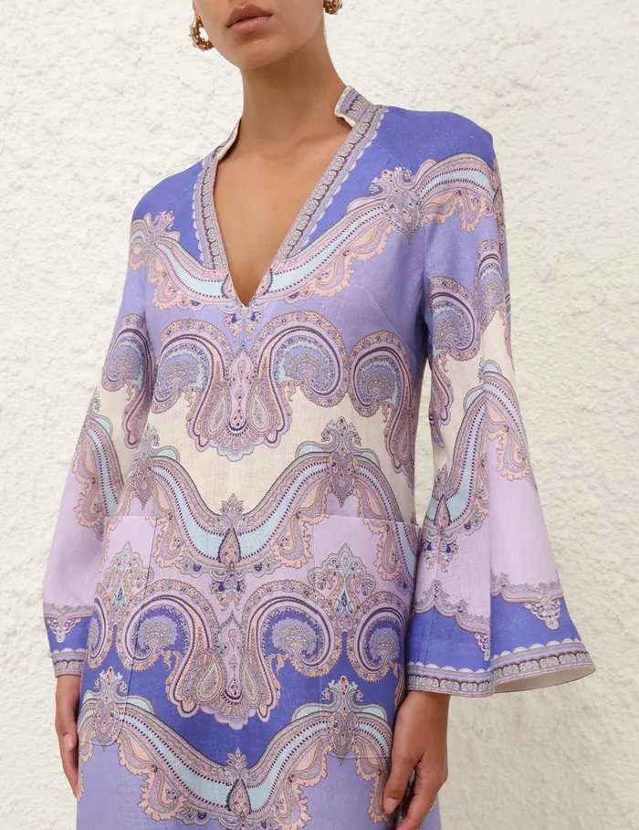 Women Zimmermann Clothing Maxine Tunic Midi Dress Cornflower Paisley