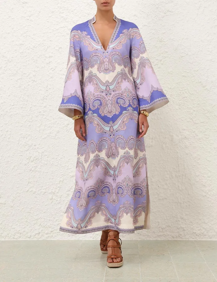 Women Zimmermann Clothing Maxine Tunic Midi Dress Cornflower Paisley